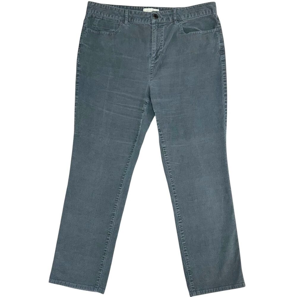 TALBOTS Gray Corduroy Heritage Straight Leg Pants Womens 14 Retro Indie‎ 70s
